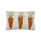 Easter Carrots Hooked Wool Spring Decor Pillow 8" x 12" Size