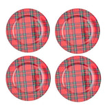 Mud Pie Home Red Royal Stewart Tartan Plaid Melamine Christmas Charger Plaid Set of 4