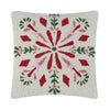 Pink Red Christmas Winter Snowflake Hook Wool Throw Pillow 16" Sq