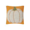 White Pumpkin on Orange Hook Wool Mini Throw Pillow 8" Sq