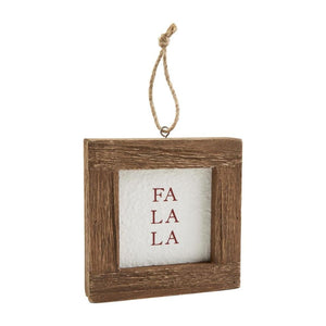 Mud Pie Home FALALA FA LA Christmas Sentiment Plaque Wood Frame Ornament