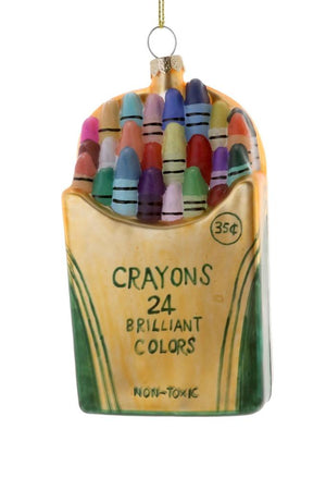 Cody Foster CRAYON BOX Preschool Teacher Glass Christmas Ornament