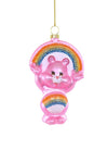 Cody Foster Rainbow Cheer are Bear 80's Retro Style Glass Christmas Ornament