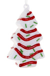 Cody Foster Yellow Christmas Tree Cake with Cream Filling Glass Ornament