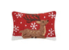 Laying Reindeer on Snowy Red Background 8" x 12" Christmas Accent Pillow