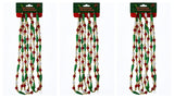 Kurt Adler 9' Green Red and White Bugle Plastic Bead Christmas Garland Set of 3