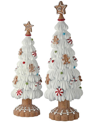 13-15" Tall Iced Gingerbread Sweet Treats Christmas Village Tree Set of 2