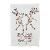 Mud Pie Home GOOD TONIC WE BRING YOU GIN Christmas Reindeer Kitchen Bar Towel