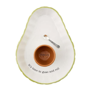 Mud Pie Home TIME TO GUAC AND ROLL Avocado Shape Chip Dip Party Serving Set