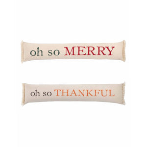 Mud Pie Home Oh So Merry Thankful Long Reversible Thanksgiving Christmas Pillow