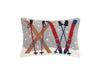 Pair of Skis in Snowbank 8" x 12" Winter Hooked Wool Accent  Pillow