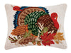 Thanksgiving Tom Turkey with Leaves Hooked Wool 16" x 20" Pillow