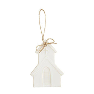 Mud Pie Home White Church Wedding 1st Christmas Holy Ornament