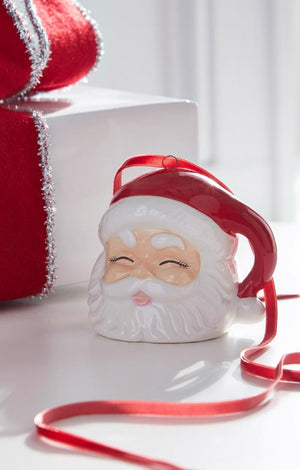 RAZ 3.5" Red Retro Winking Santa Mug Christmas Ornament