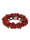 6.5" Mini Sugared Sugar Red Pip Berry Pillar Candle Ring