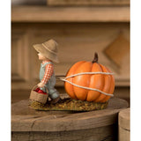 Bethany Lowe 5.5" Paulie Boy w/ Pumpkin Thanksgiving Kids Autumn Figure