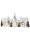 16" Tall Snowy White Paper Putz Christmas Village House and Church Scene