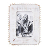 Mud Pie Home 4" x 6" White Washed Wood with Beaded Edge Accents Photo Picture Frame