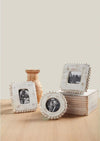 Mud Pie Home White Wash Wood Beaded Edge Round Picture Photo Frame Small Size