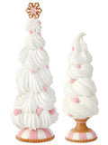 11-14" Pink Whipped Icing Frosting Gingerbread Christmas Village Tree Set of 2