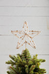 Mud Pie Home White Gold Wood Beaded Star Shape Christmas 10" Tall Tree Topper