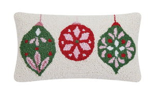 Scandinavian Nordic Christmas Ornament Hook Wool Throw Pillow 9" x 16"