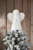 Mud Pie Home 11" White Gold Paper Mache Primitive Country Angel Tree Topper