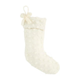 Mud Pie Home Raised Dot Felted Wool White Off-White Christmas Stocking