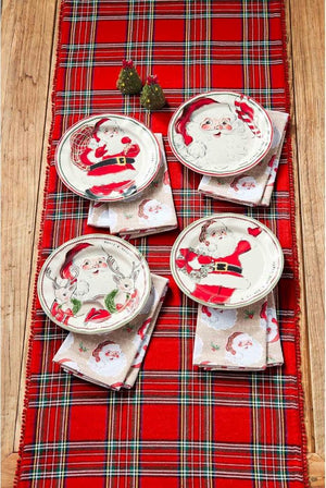 Mud Pie Home Retro Santa Claus Vintage Design Dessert Salad Plate Set of 4