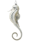 7.25" White Glass Ocean Nautical Sea Horse Seahorse Christmas Ornament