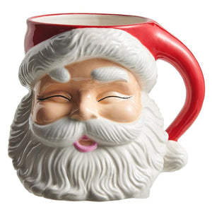 RAZ 8" Red  Winking Santa Claus Mug Style Candy Plant Container