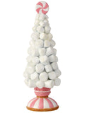 12" Marshmallow and Gingerbread Pink Sweet Candy Christmas Tree on Pedestal Figure