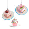 3.5" Glass Petit Four Cake Glass Christmas Ornament Set of 3