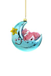 Cody Foster Bedtime Sleepy CARE BEAR on Moon Retro Glass Christmas Ornament