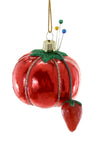 Cody Foster TOMATO PIN CUSHION with Strawberry 70's Retro Glass Christmas Ornament