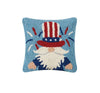 USA Americana Summer Gnome Fireworks Sparklers 10" Sq Hooked Wool Pillow