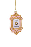 Cody Foster PRESS FOR CHAMPAGNE Button to Summons Goofy Glass Christmas Ornament