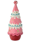 11" Pink Red Iced Sweet Candy Christmas Village Tree Figure