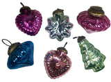 2" Mercury Glass Christmas Ornaments 6 Asst Shapes Set of 12
