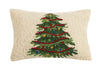 Christmas Tree on Cream Background 8" x 12" Hooked Wool Accent Pillow