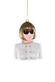 Cody Foster Anna Wintour Vogue Fashion Icon Blowing Bubble Glass Christmas Ornament