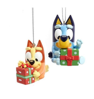 Bluey and Bingo Puppy Dog Cartoon Character Christmas Ornament Set of 2