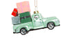 Cody Foster Green Farmhouse Pickup Truck with Christmas Presents Village Glass Ornament