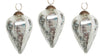 4" Mercury Colored Crackle Glass Teardrop Christmas Ornament Set of 3