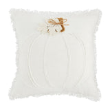 Mud Pie Home GATHER Thanksgiving Pumpkin Embroidered White 18" Sq Pillow