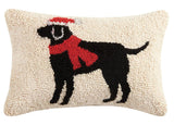 Christmas Black Lab Dog on Cream Background 8" x 12" Accent Pillow