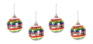 Cody Foster Multi-Color Rainbow Mirror Disco Ball 2" Christmas Tree Ornament Set of 4