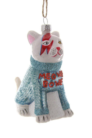 Cody Foster MEOWIE BOWIE David Cat Aladdin Sane Bolt Glass Christmas Ornament