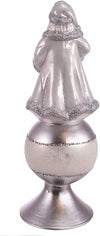 8.75" Noble Gems Silver White Santa on Bauble Glass Tree Topper