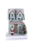 Cody Foster 7" Mint Green Petite Christmas Village Cottage House with Santa